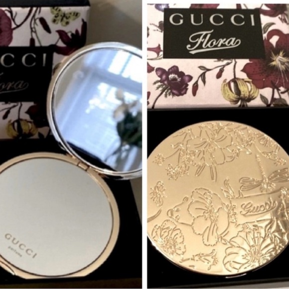 NIB Gold Gucci Flora Compact Mirror - Picture 1 of 5